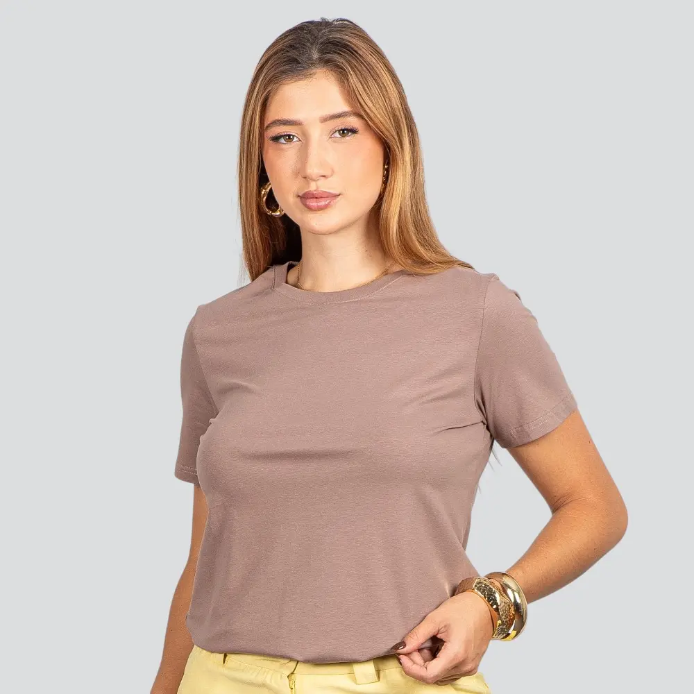 Blusa Básica Manga Curta em Algodão .91009302