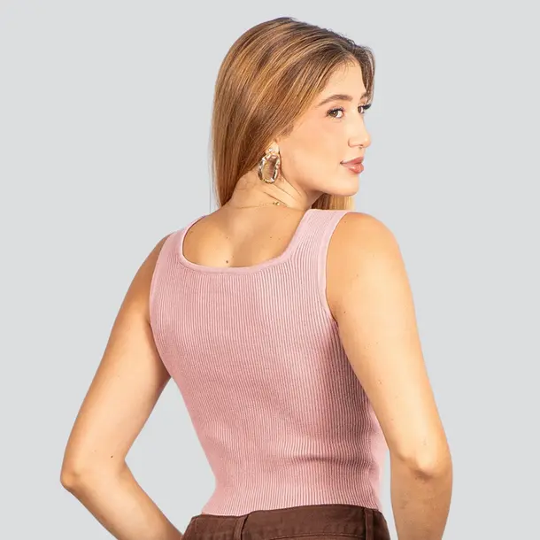 Regata Feminina Tricô Modal Alça Média .91009327 Rose