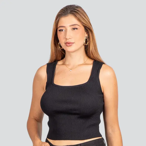 Regata Feminina Tricô Modal Alça Média .91009327 Preto
