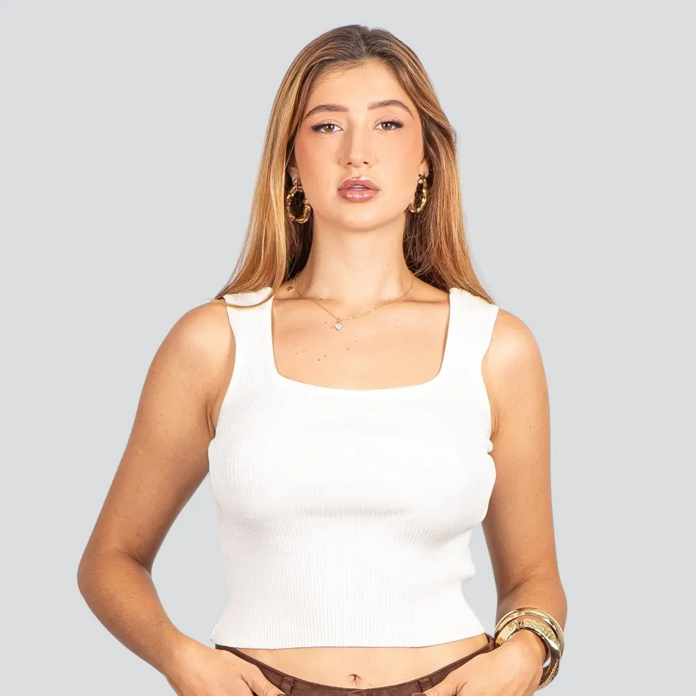 Regata Feminina Tricô Modal Alça Média .91009327