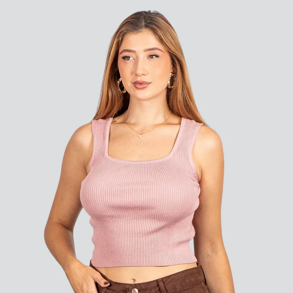 Regata Feminina Tricô Modal Alça Média .91009327