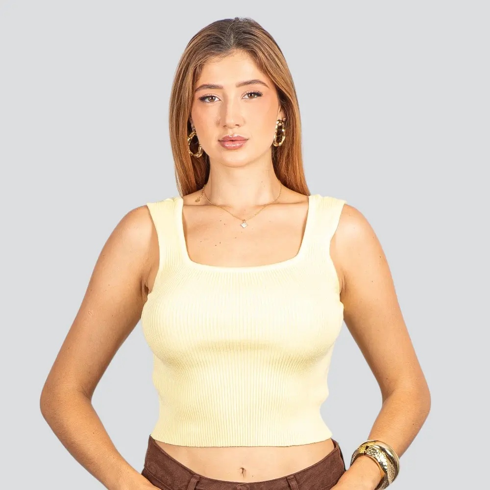 Regata Feminina Tricô Modal Alça Média .91009327