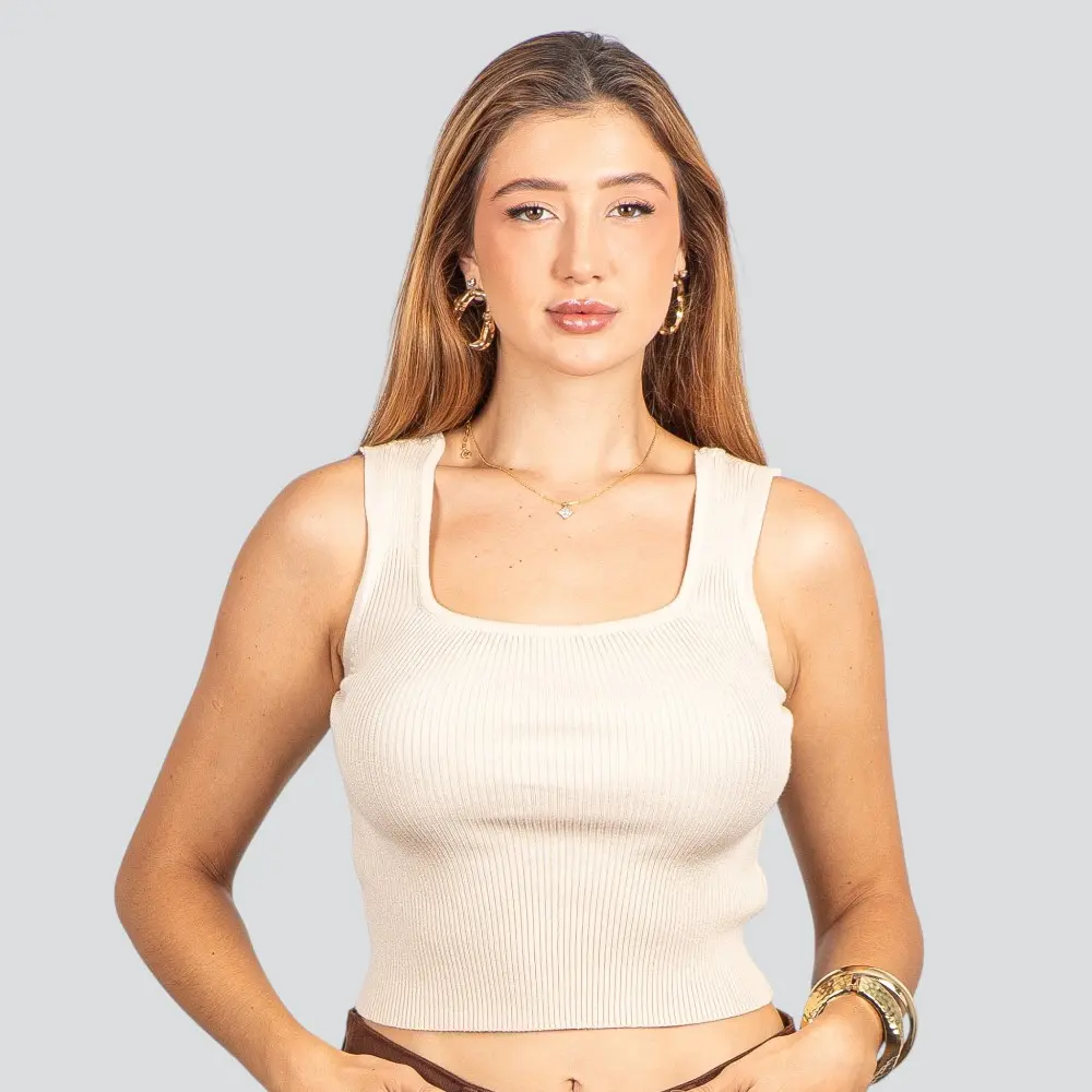 Regata Feminina Tricô Modal Alça Média .91009327