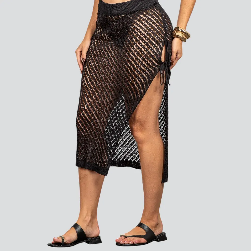Saia Feminina Midi Crochê Com Fenda .FO97352S