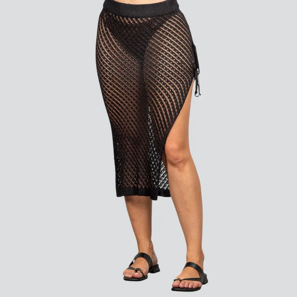 Saia Feminina Midi Crochê Com Fenda .FO97352S