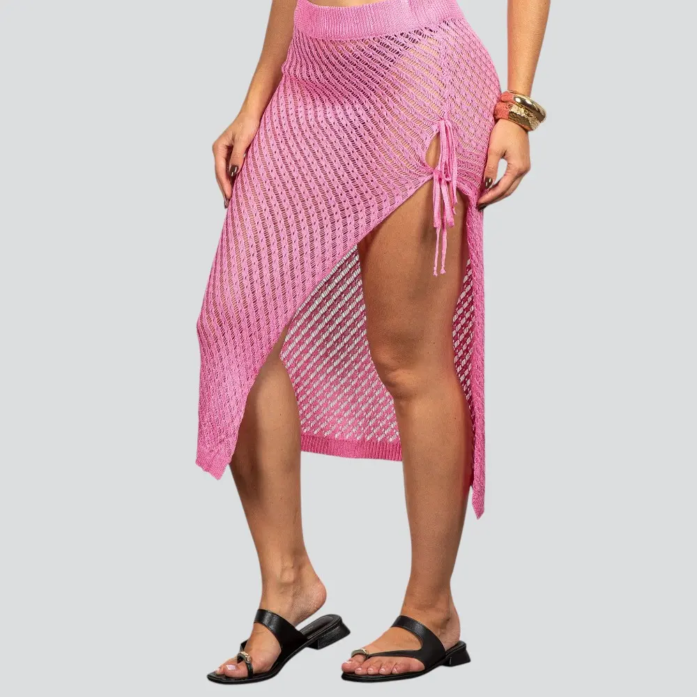 Saia Feminina Midi Crochê Com Fenda .FO97352S
