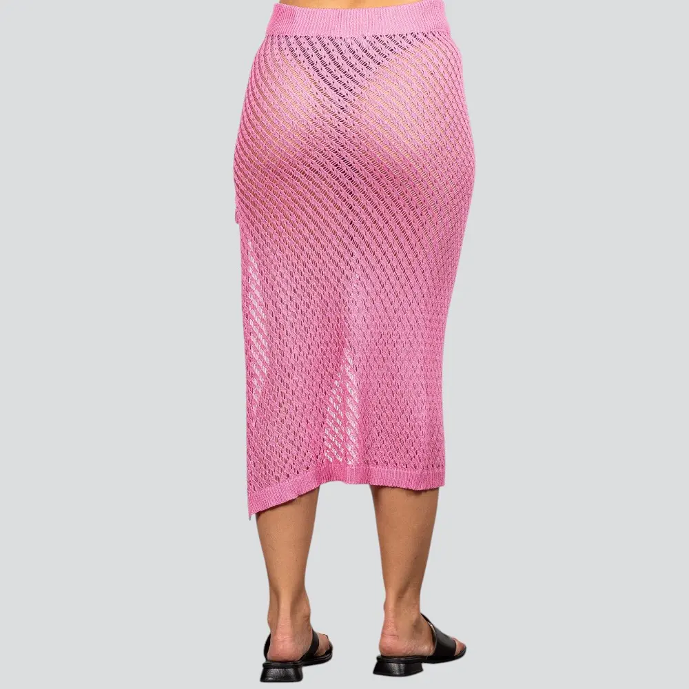 Saia Feminina Midi Crochê Com Fenda .FO97352S