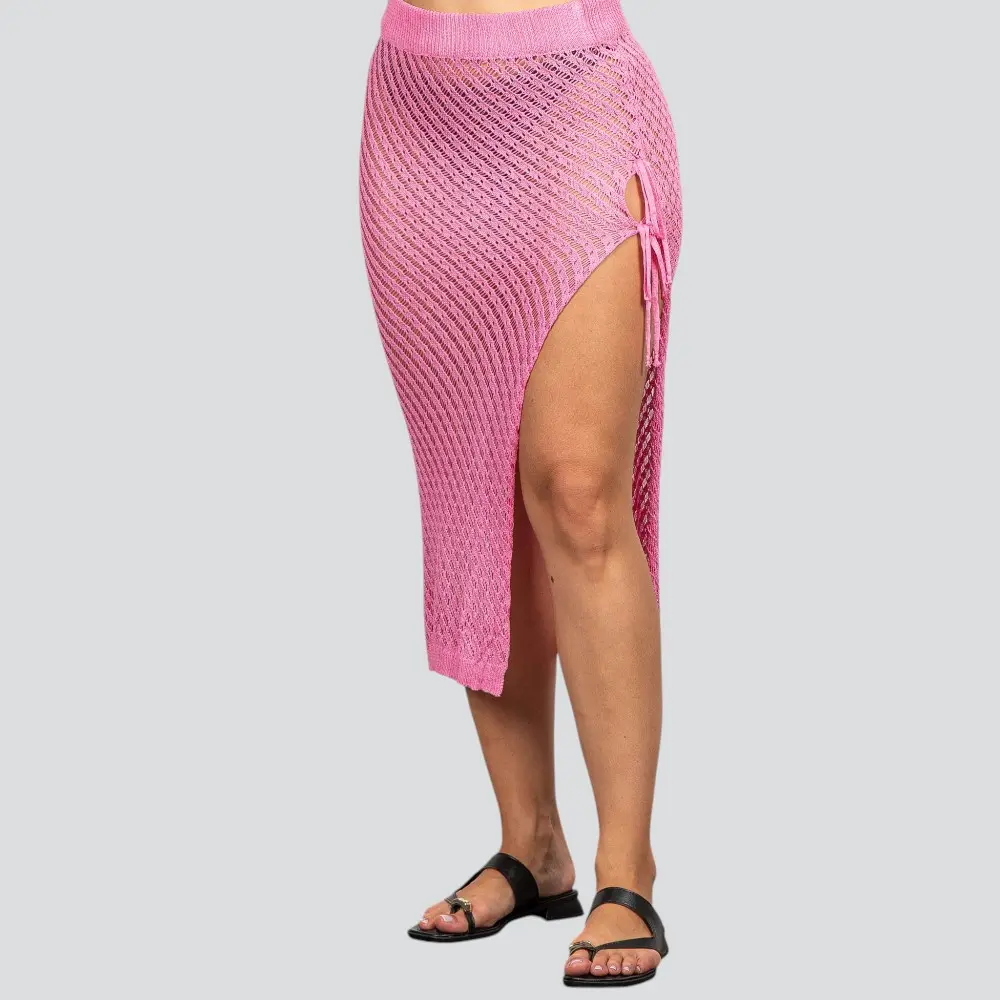Saia Feminina Midi Crochê Com Fenda .FO97352S