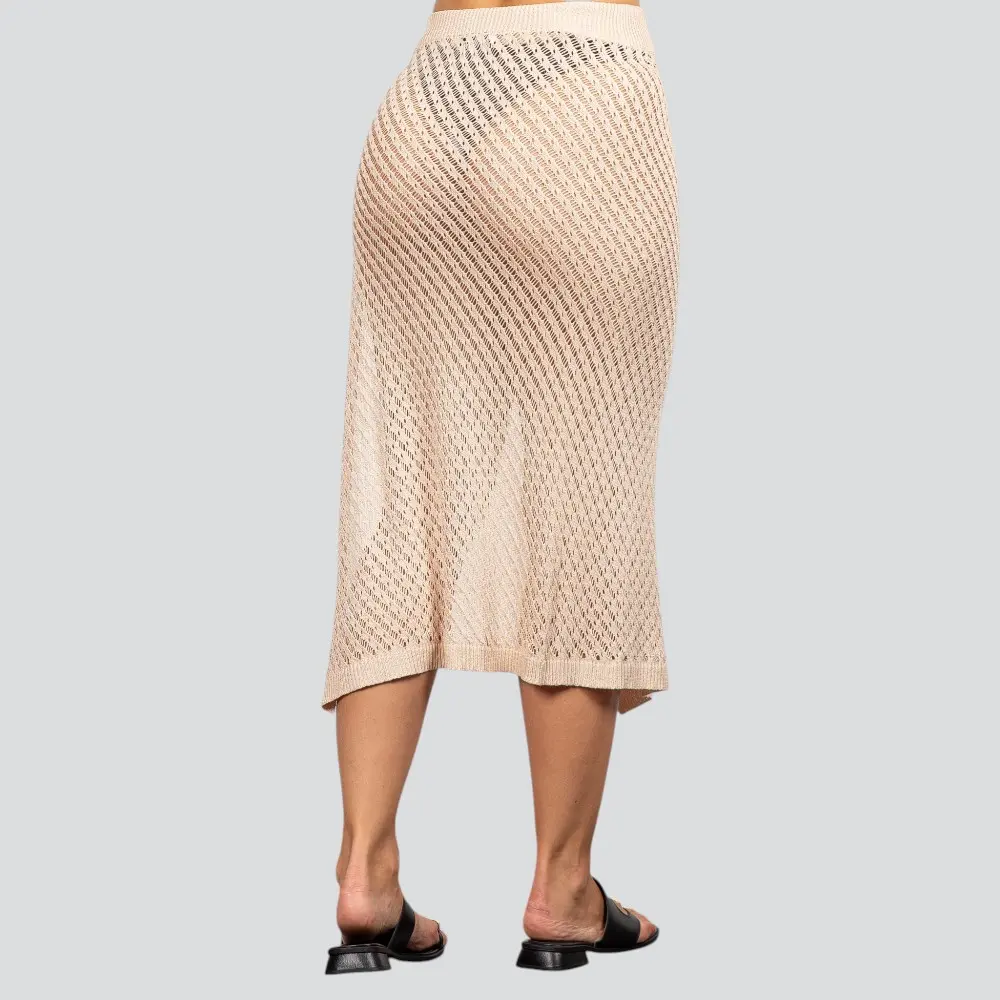 Saia Feminina Midi Crochê Com Fenda .FO97352S