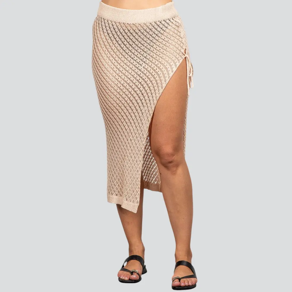 Saia Feminina Midi Crochê Com Fenda .FO97352S