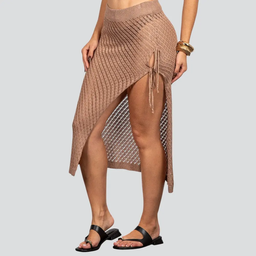 Saia Feminina Midi Crochê Com Fenda .FO97352S
