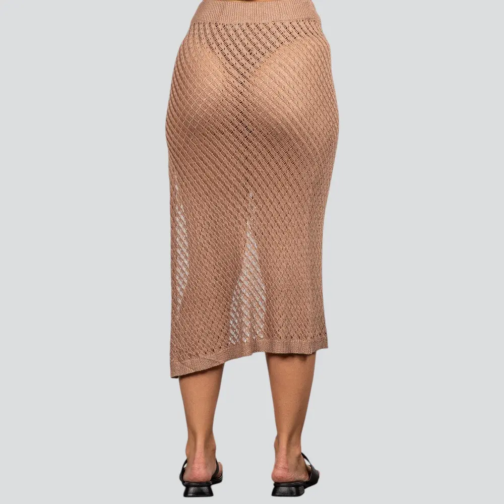 Saia Feminina Midi Crochê Com Fenda .FO97352S