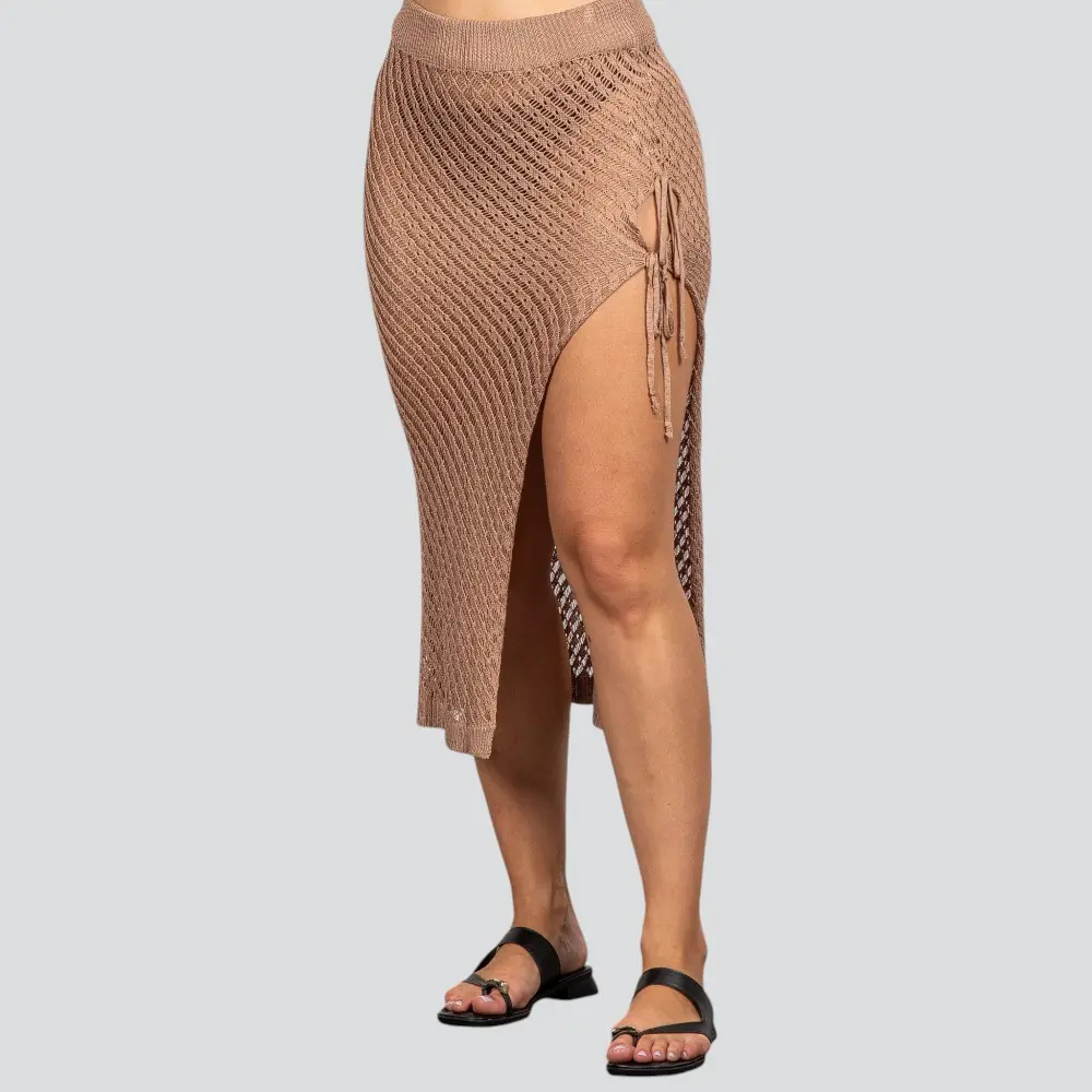 Saia Feminina Midi Crochê Com Fenda .FO97352S