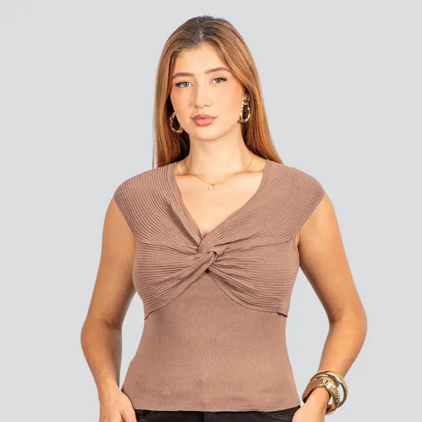 Blusa Feminina Modal Decote Nó .FS3378 Marrom