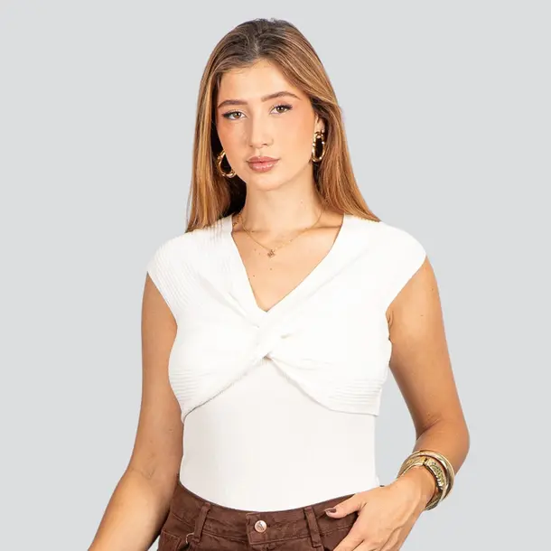 Blusa Feminina Modal Decote Nó .FS3378 Branco
