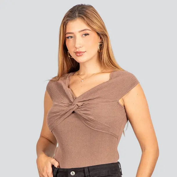 Blusa Feminina Modal Decote Nó .FS3378 Marrom