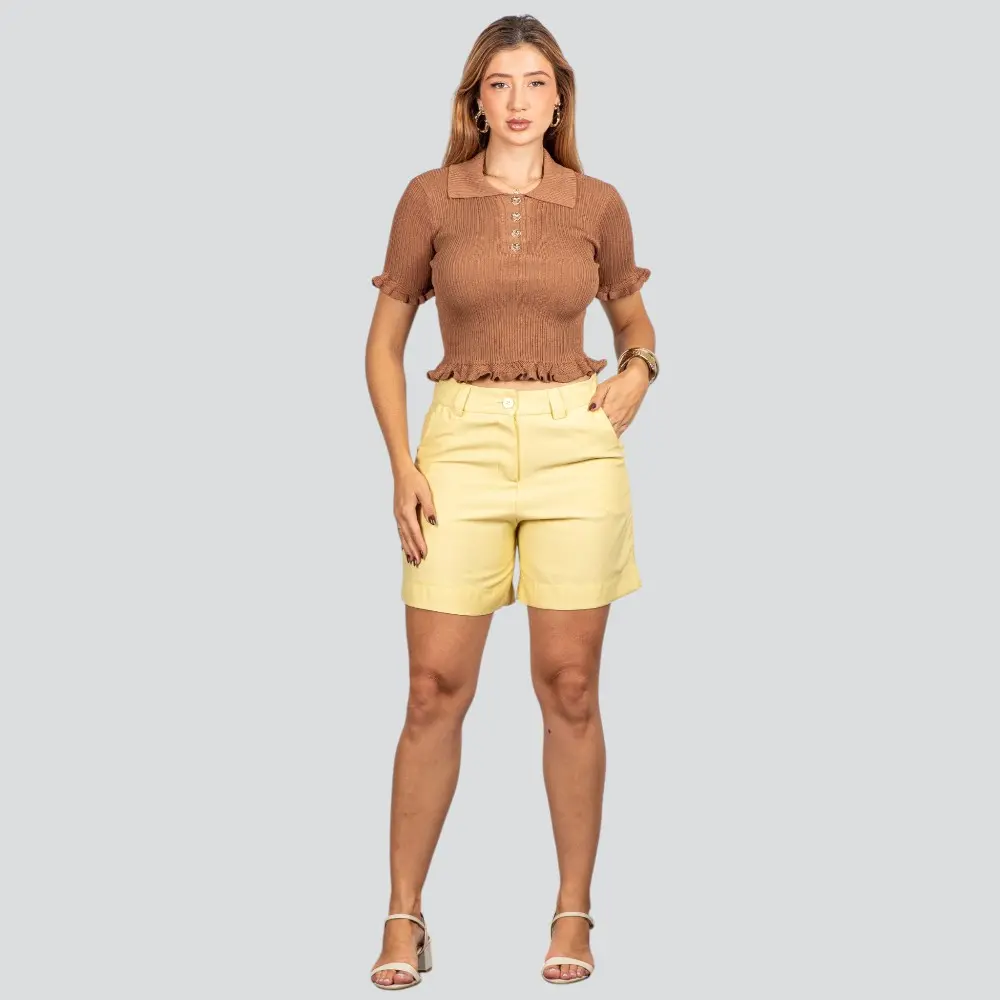 Blusa Feminina Modal Polo com Botões .FS3610