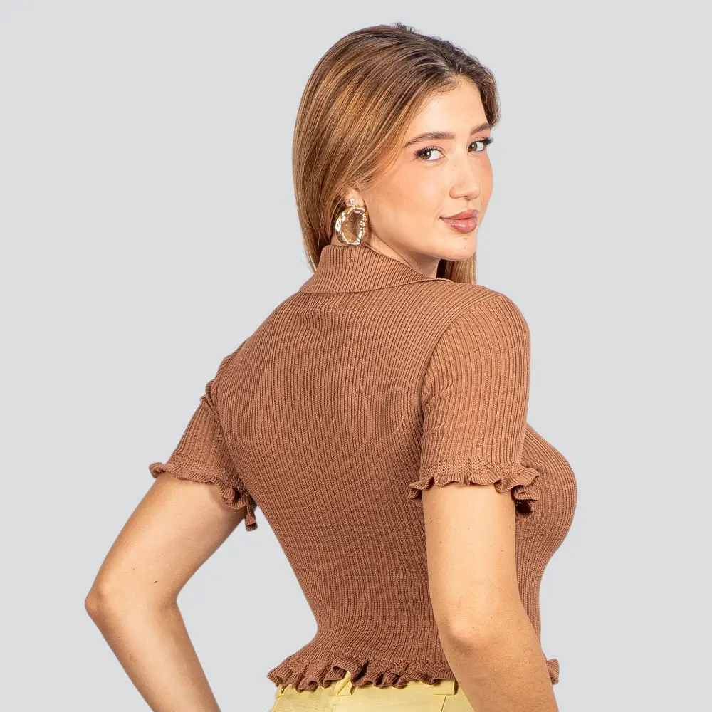 Blusa Feminina Modal Polo com Botões .FS3610