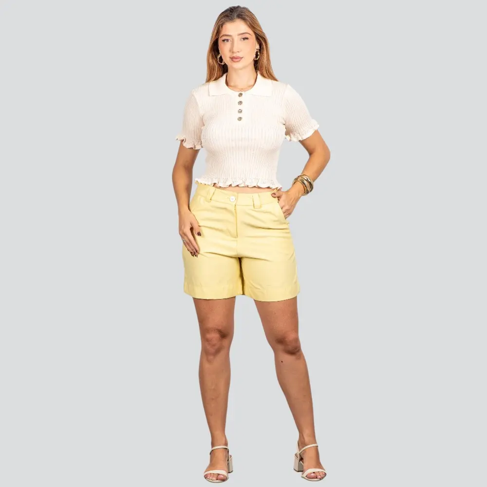 Blusa Feminina Modal Polo com Botões .FS3610
