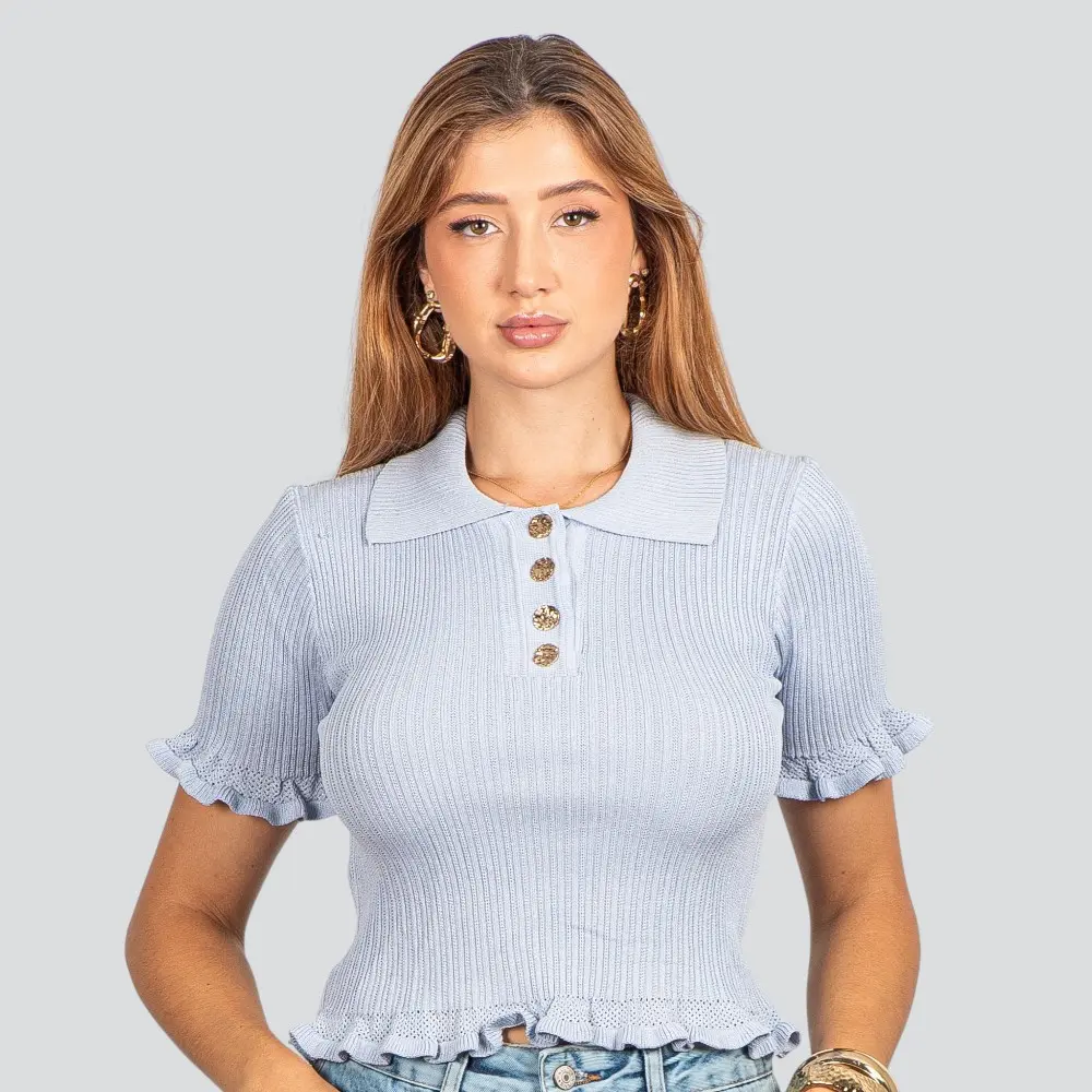 Blusa Feminina Modal Polo com Botões .FS3610