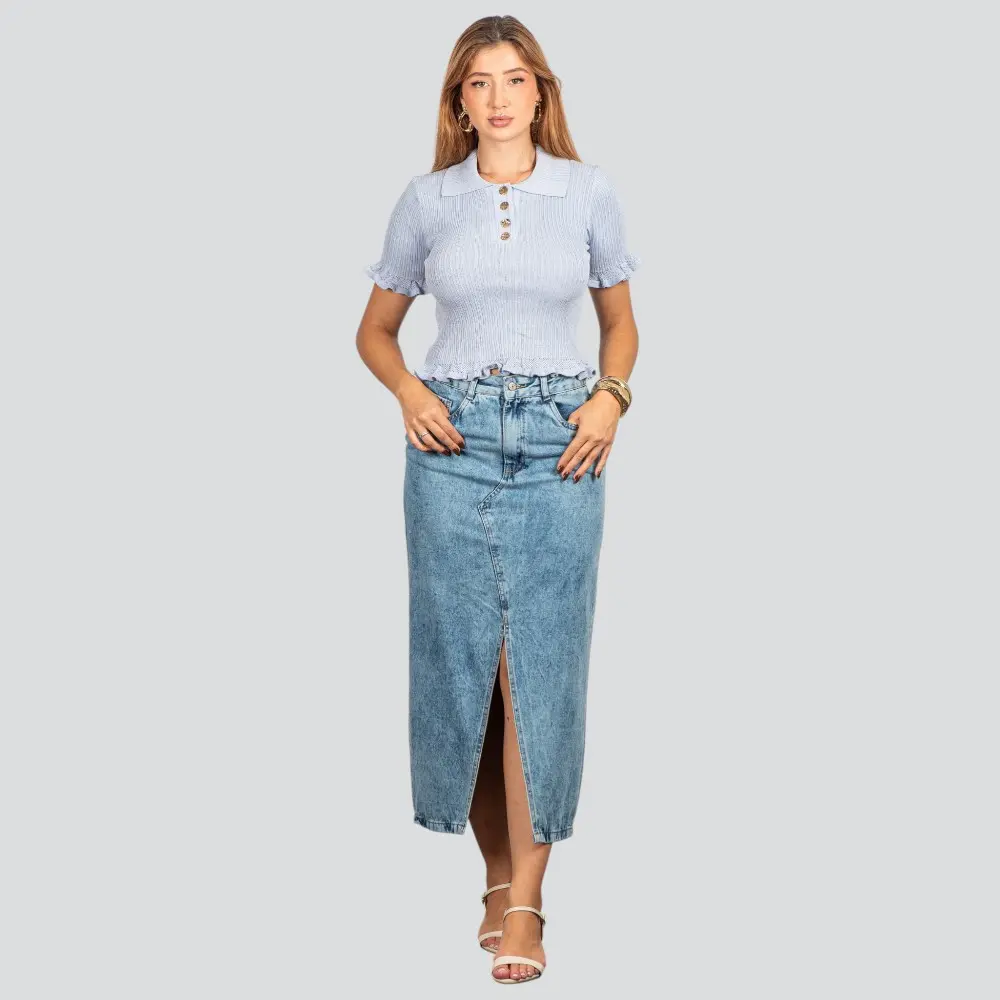 Blusa Feminina Modal Polo com Botões .FS3610