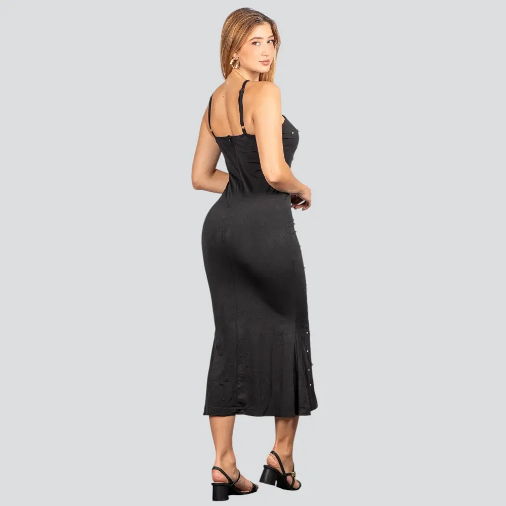 Vestido Feminino Midi com Aplicação Brilho .NB683