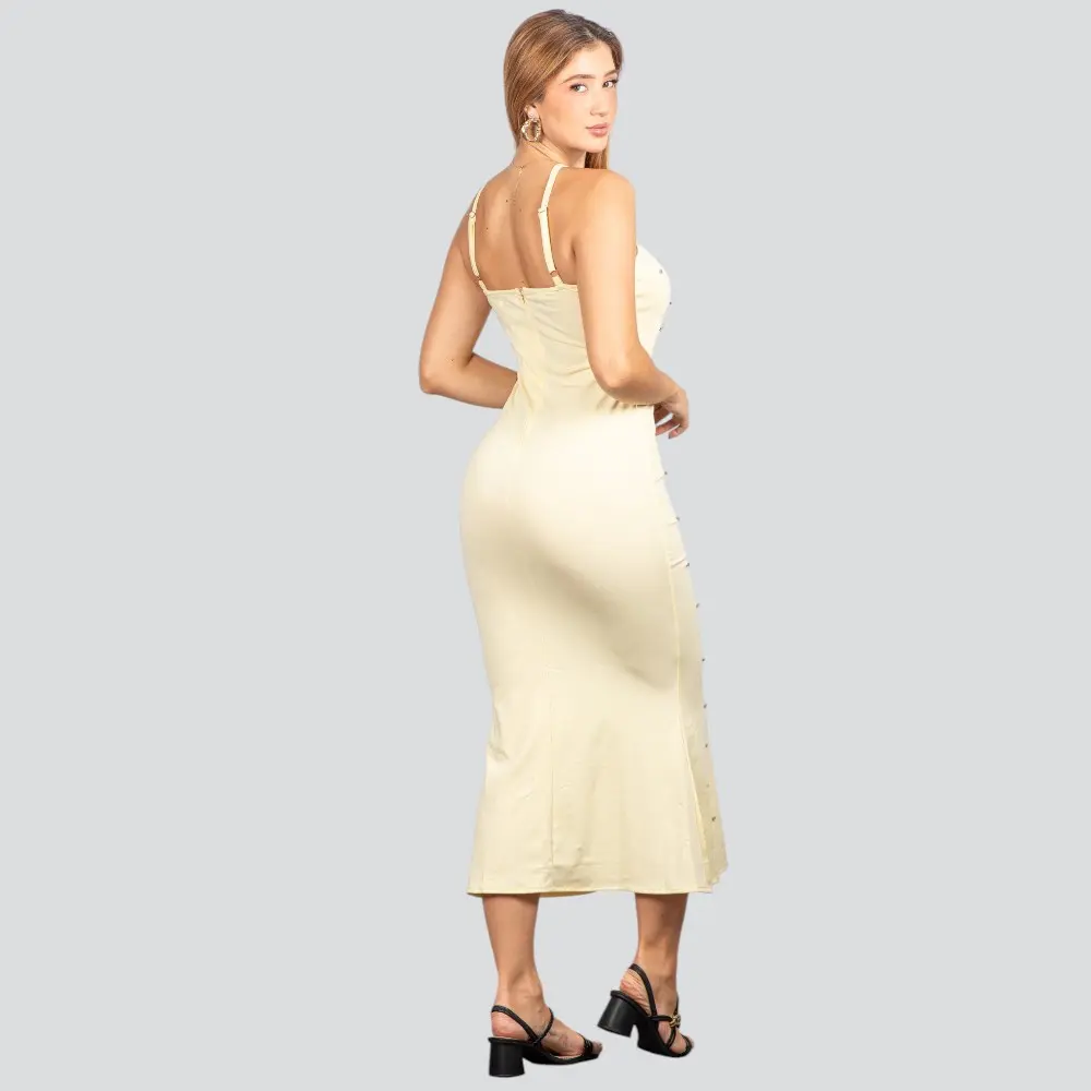 Vestido Feminino Midi com Aplicação Brilho .NB683