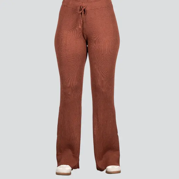 Calça Pantalona Feminina em Tricô Modal .5838C Marrom