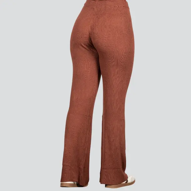 Calça Pantalona Feminina em Tricô Modal .5838C Marrom