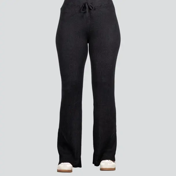 Calça Pantalona Feminina em Tricô Modal .5838C Preto