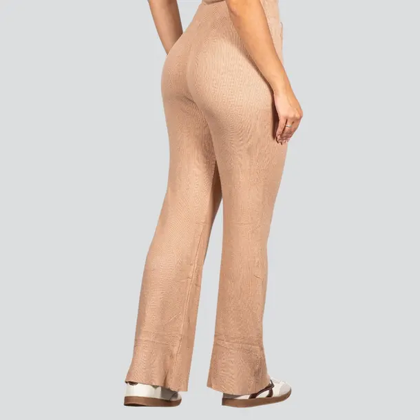 Calça Pantalona Feminina em Tricô Modal .5838C Bege