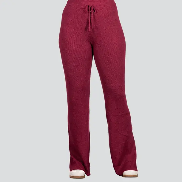 Calça Pantalona Feminina em Tricô Modal .5838C Bordo