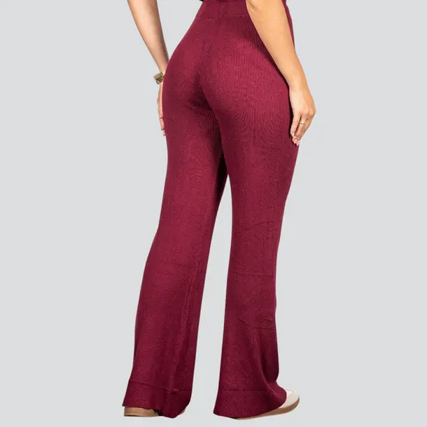 Calça Pantalona Feminina em Tricô Modal .5838C Bordo