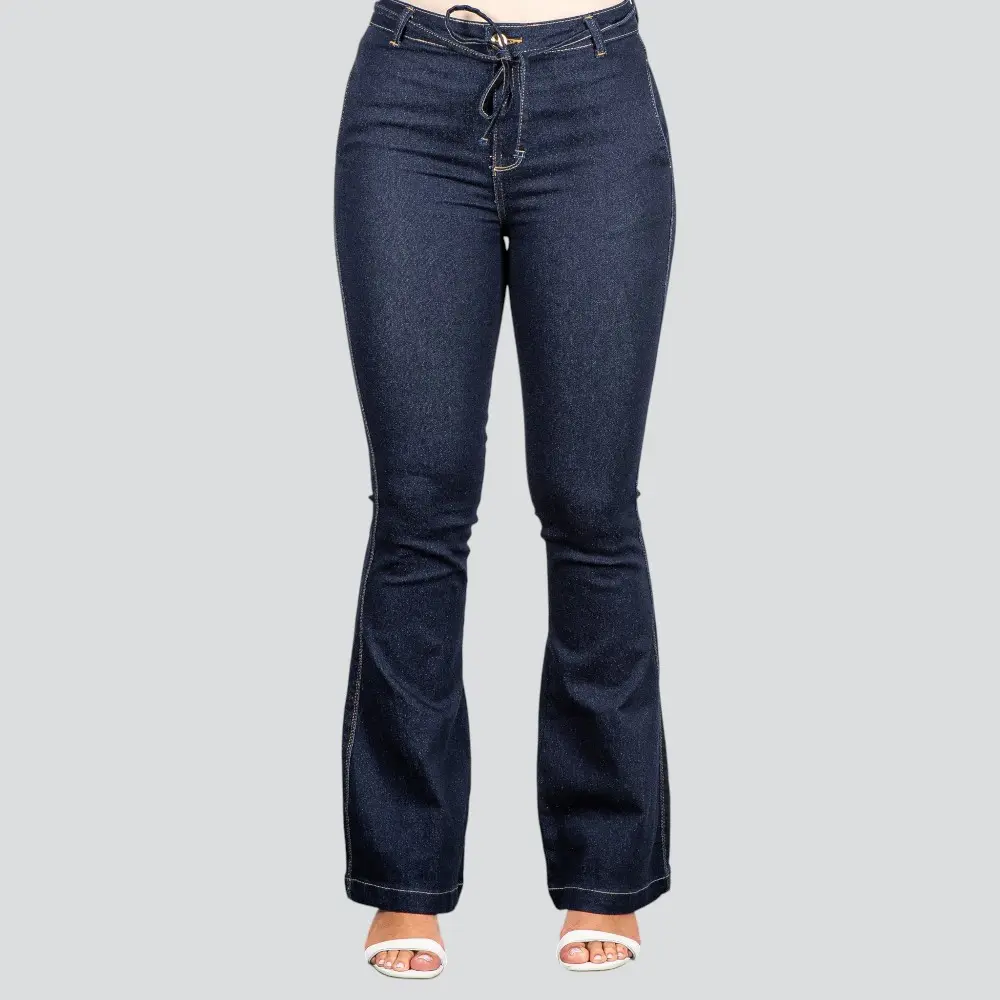 Calça Feminina Jeans Flare com Cordão .BK32063