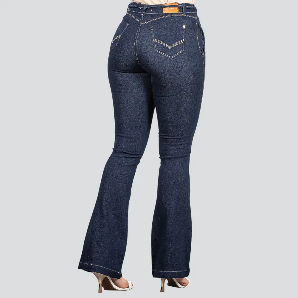 Calça Feminina Jeans Flare com Cordão .BK32063