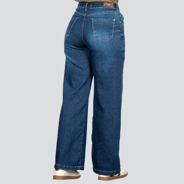 Calça Feminina Jeans Wide Leg .BK33189 Lav Escura