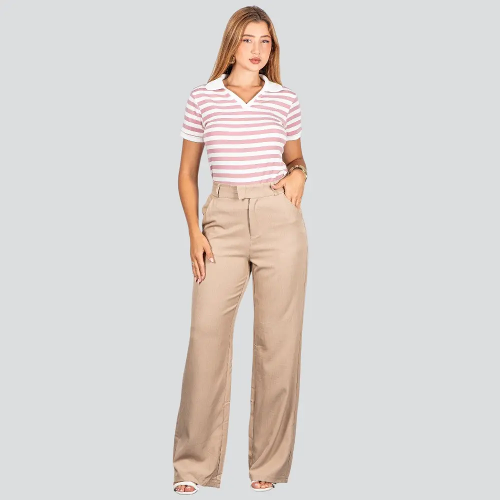 Blusa Polo Feminina Listrada .ZH1061