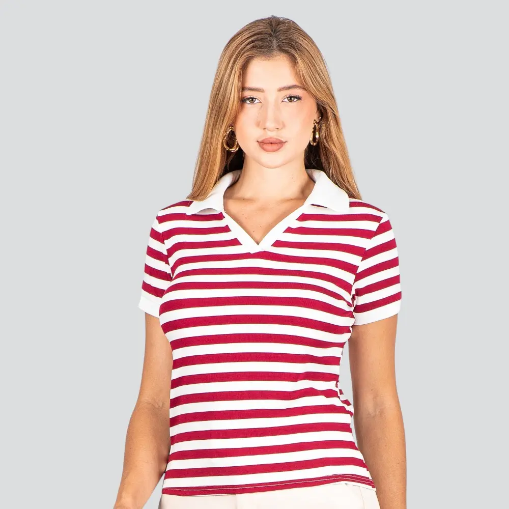 Blusa Polo Feminina Listrada .ZH1061