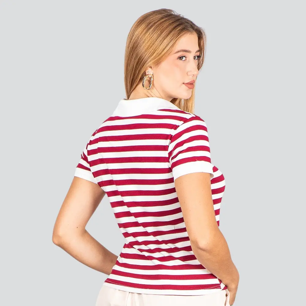 Blusa Polo Feminina Listrada .ZH1061