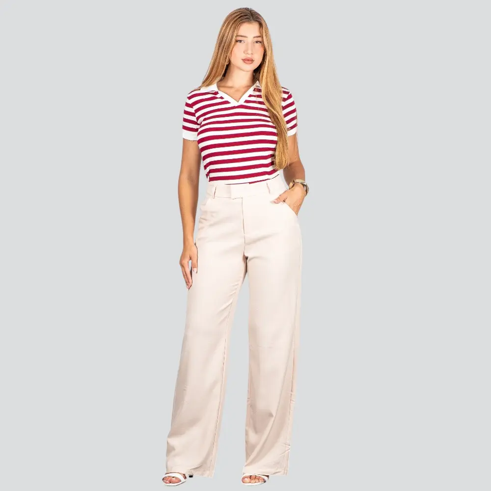 Blusa Polo Feminina Listrada .ZH1061