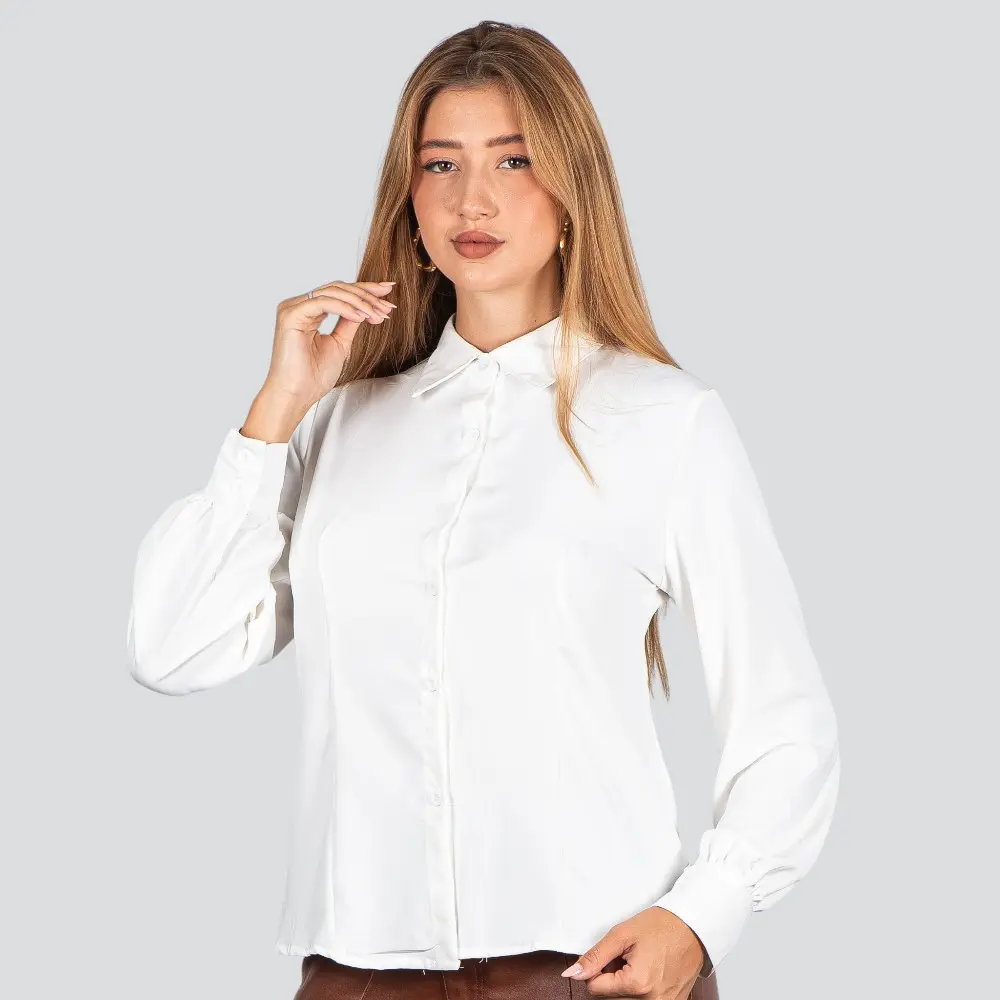 Camisa Feminina Manga Longa Crepe .WS8635