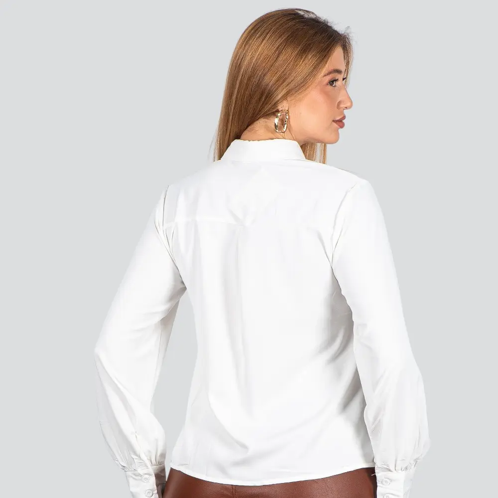 Camisa Feminina Manga Longa Crepe .WS8635