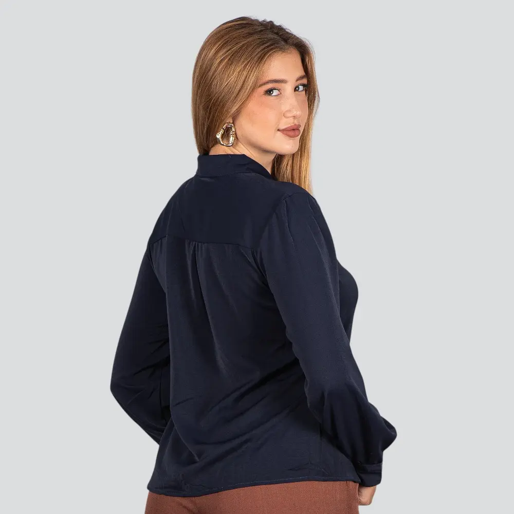 Camisa Feminina Manga Longa Crepe .WS8635