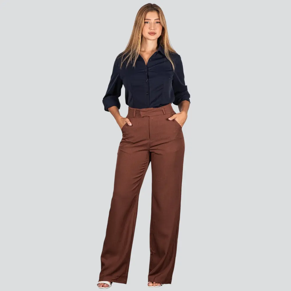 Camisa Feminina Manga Longa Crepe .WS8635