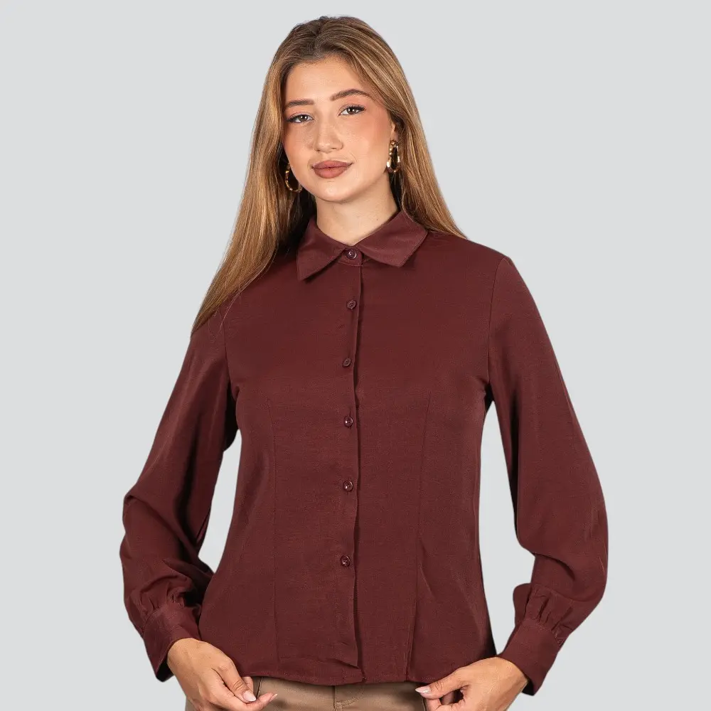 Camisa Feminina Manga Longa Crepe .WS8635