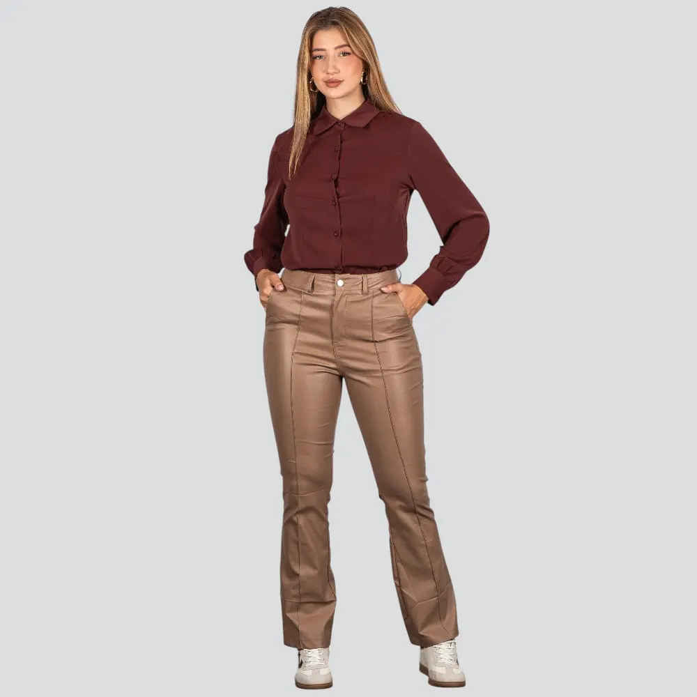 Camisa Feminina Manga Longa Crepe .WS8635