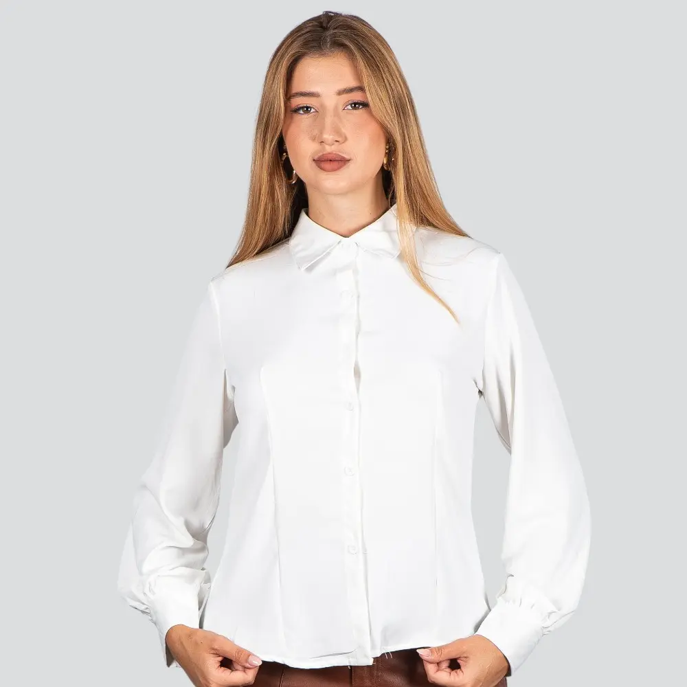 Camisa Feminina Manga Longa Crepe .WS8635