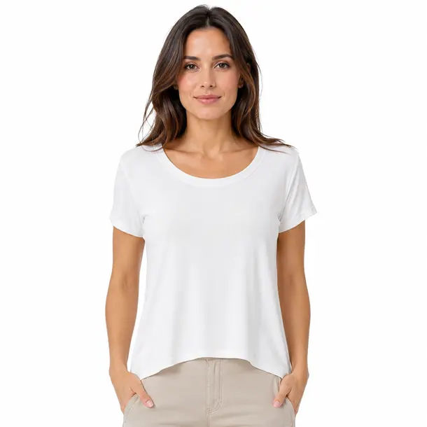 Blusa Feminina Manga Curta Gola V .ZW242 Branco
