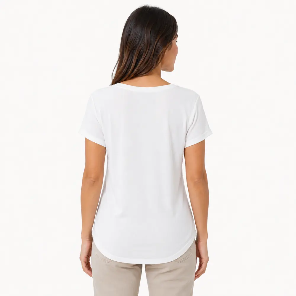 Blusa Feminina Manga Curta Gola V .ZW242
