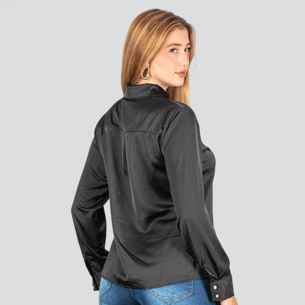 Camisa Feminina Manga Longa Cetim .WS93395